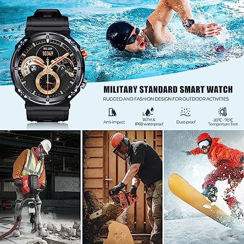 VIRAN Military Smart Watches for Men, 5ATM Waterproof Rugged Smart Watch with Bluetooth Call (Answer/Dial Call), 1.39” HD IP68 Fitness Tracker Watch with 100+ Sport Modes for Android/iOS Phone - Görsel 2