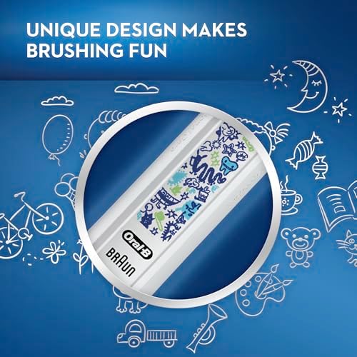 Oral-B Kids Electric Toothbrush with Coaching Pressure Sensor and Timer, Rechargeable Toothbrush with (2) Brush Heads, Galaxy - Görsel 6