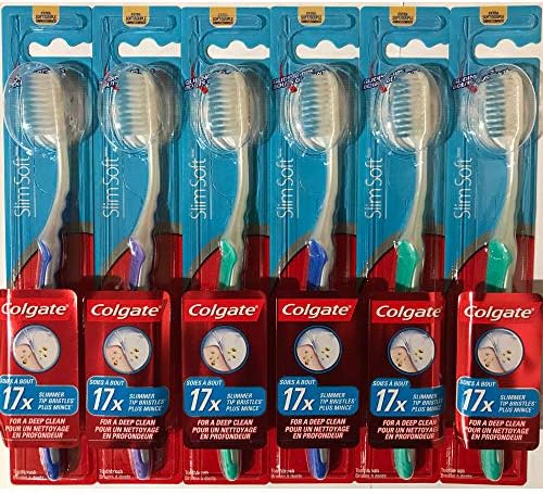 Colgate Slim Soft Gliding Tips Toothbrush, Extra Soft, Compact Head - Pack of 6 - Görsel 1