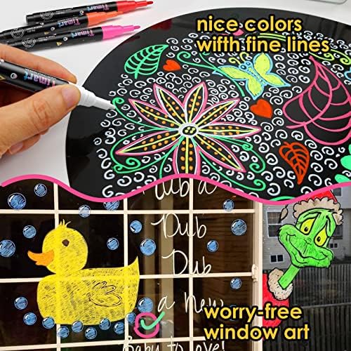 Extra Fine Tip Chalk Markers (8 Pack 1mm Point), Liquid Chalk Pens - Dry Erase Marker Pens for Blackboard, Chalkboards, Windows, Glass, Bistro, Cars, Signs, Chalkboard Labels Included - Görsel 3