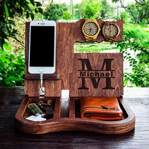iphone dock,desk organizer,cell phone stand,Men's Valet,Wooden Docking Station,Wood, Cell Phone Dock,Charging Station,Personalized Valet,Night Stand Organize,android dock Docking Station - Görsel 5