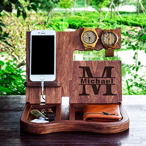 iphone dock,desk organizer,cell phone stand,Men's Valet,Wooden Docking Station,Wood, Cell Phone Dock,Charging Station,Personalized Valet,Night Stand Organize,android dock Docking Station - Görsel 3