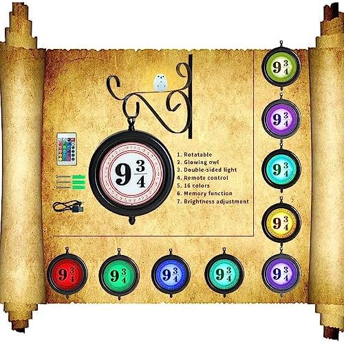 iProda Platform 9 3/4 Sign Lights Rechargeable Lamp Wall Light for Bedroom Kids Room Nursery Hallway Decor Battery Powered Night Light with Remote, Halloween Christmas Decorations - Görsel 2