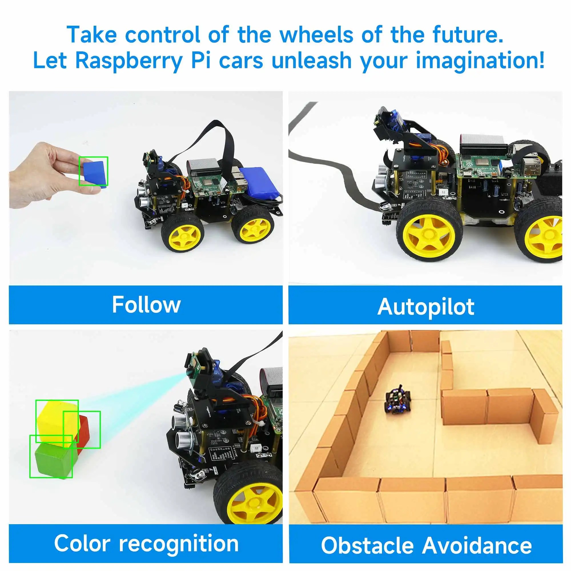 Ahududu Pi 4B 3B için kamera ile Raspbot AI vizyon Robot programlanabilir araç kiti - Görsel 4