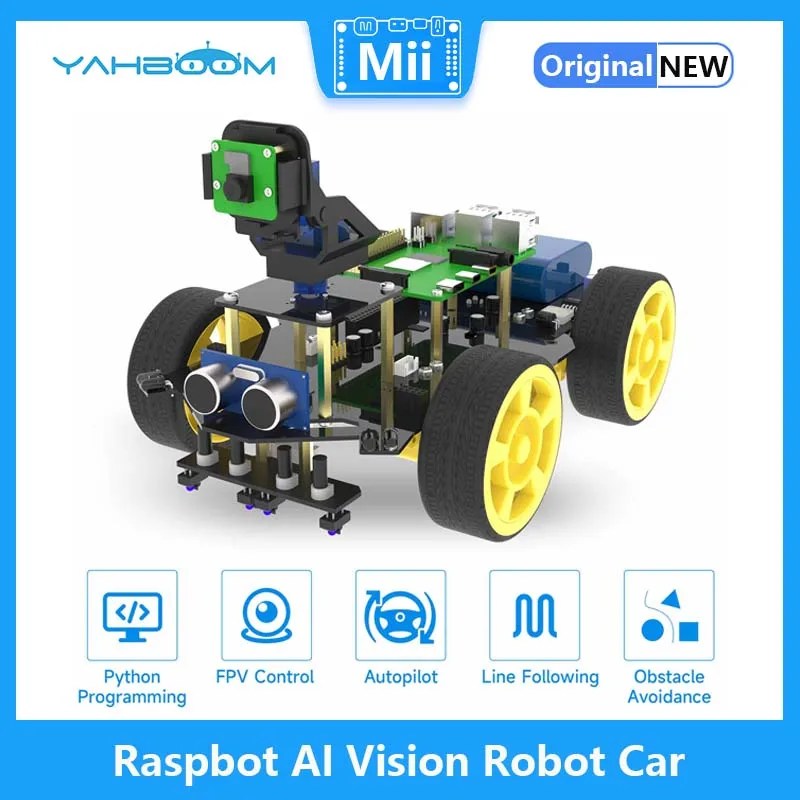 Ahududu Pi 4B 3B için kamera ile Raspbot AI vizyon Robot programlanabilir araç kiti - Görsel 1