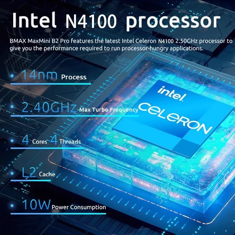 BMAX B2 Pro Mini PC Windows 11 PRO OS PC hepsi bir arada HDMI Intel n8 8GB RAM 256GB SSD Intel UHD grafik 600 1000Mbps Ethernet - Görsel 2