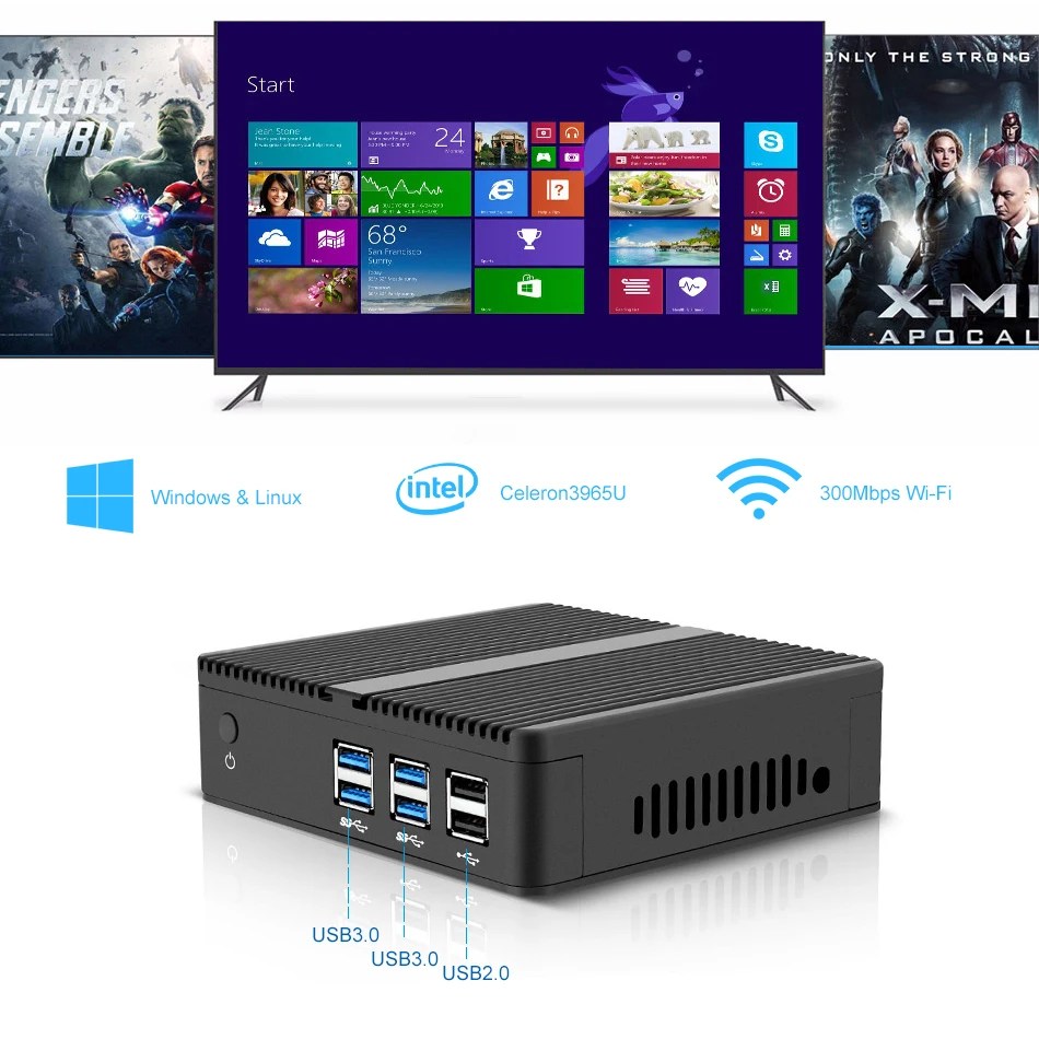 Fansız Intel Core i7 i7 Mini PC Windows10 Linux 6 Linux HDMI VGA ekran Gigabit Ethernet bilgisayar - Görsel 2