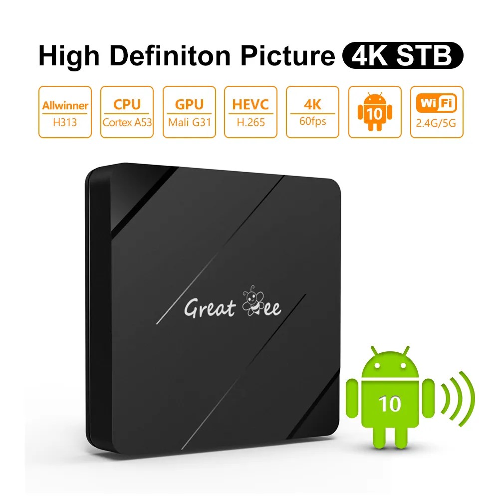 Great Bee Arabic TV Box, Most Popular Android 4K 2G 16G Set top Box,Most Stable Free For Life Media Player Satellite Receiver - Görsel 2