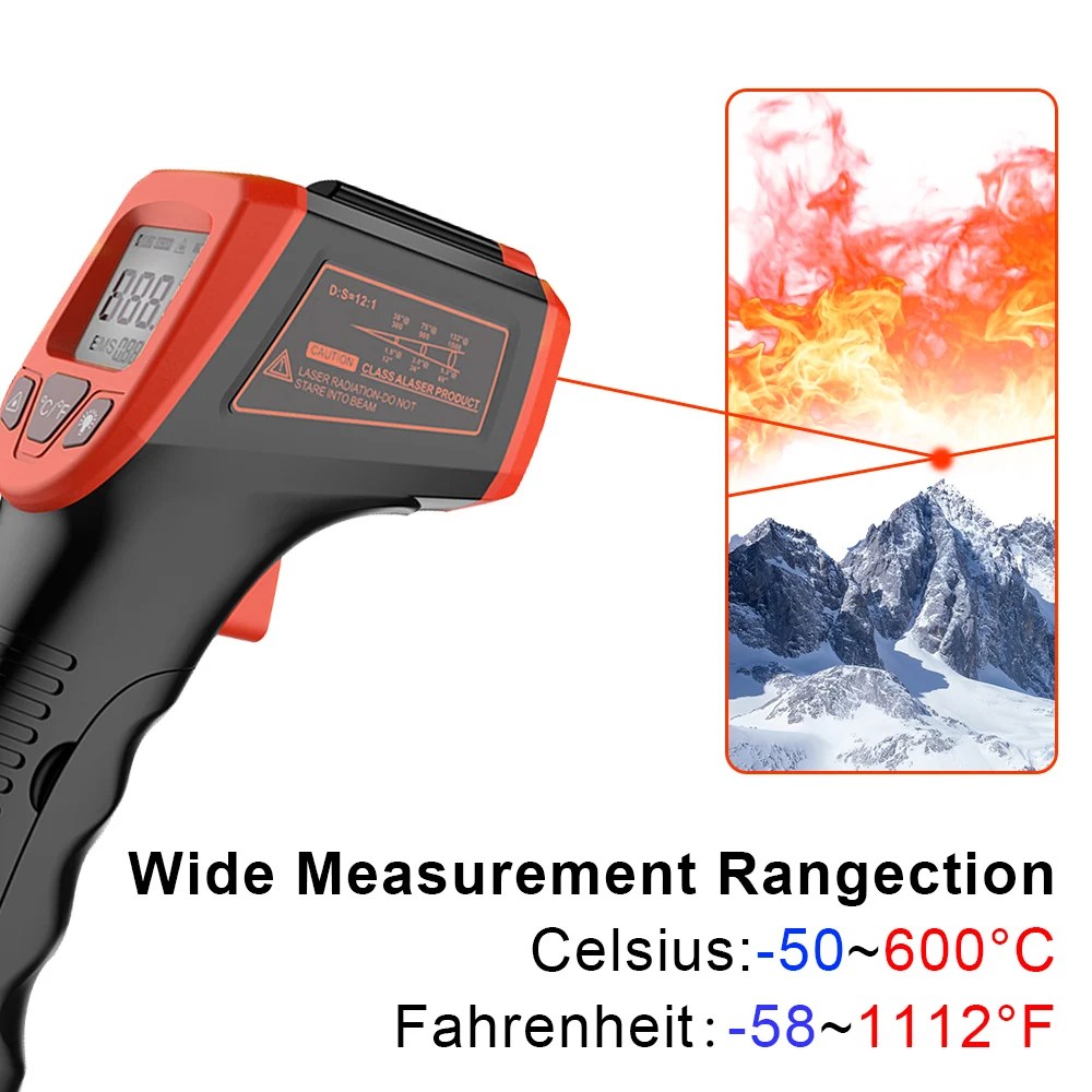 NonContact kızılötesi termometre LCD endüstriyel elektronik termometre dijital lazer sıcaklık ölçer Gun pirometre lazer noktası - AliExpress 15 - Görsel 4
