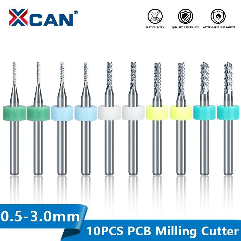 XCAN PCB freze kesicisi seti 0.5-3.0mm karbür parmak freze 10 adet freze ucu PCB makinesi freze araçları - AliExpress - Görsel 1