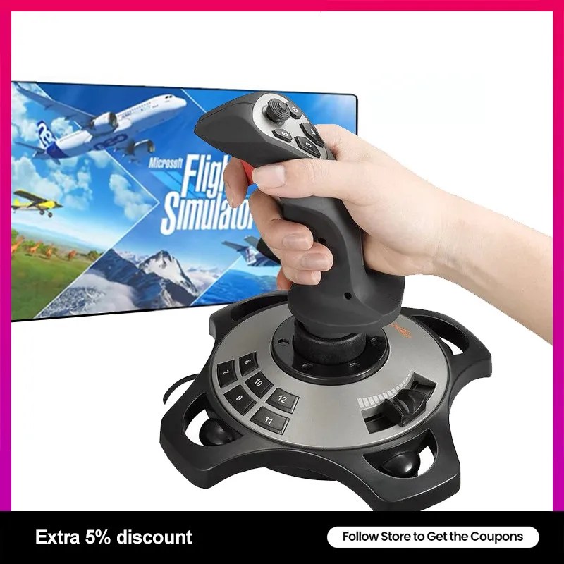 Joystick uçuş simülatörü uçan Rocker Gamepad denetleyici PC uçuş simülatörü kokpit sopa için PC/masaüstü uçak kolu - Görsel 1
