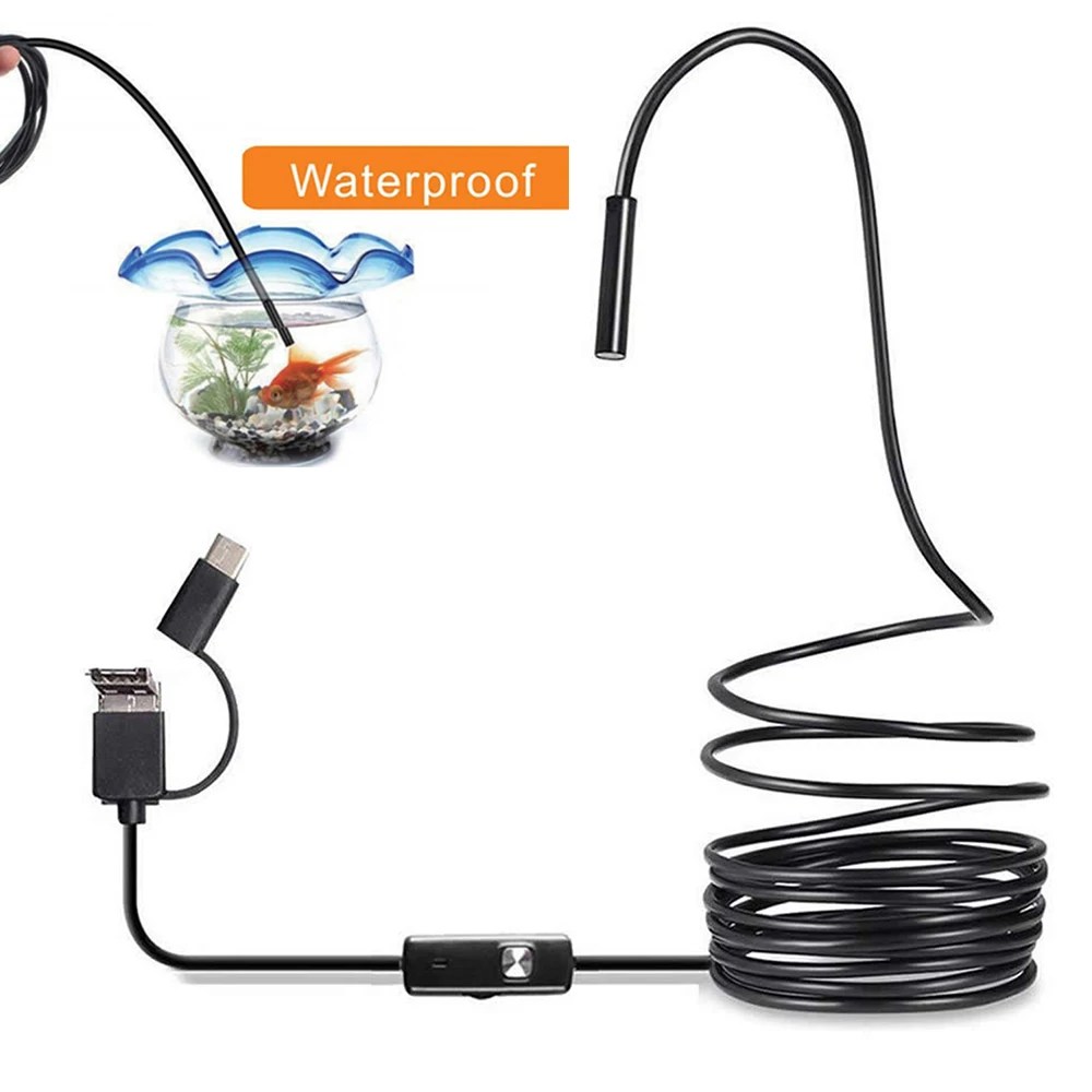 Pratik 7MM Android endoskop 3 In 1 USB/mikro USB/tip-c Borescope muayene kamera su geçirmez IP67 Smartphone bilgisayarlar için - Görsel 1