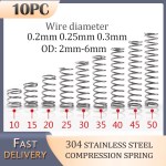 10 adet SS304 paslanmaz çelik sıkıştırma yayı kalınlığı 0.2mm 0.25mm 0.3mm Mini bahar ev bakım araçları aksesuarları - AliExpress