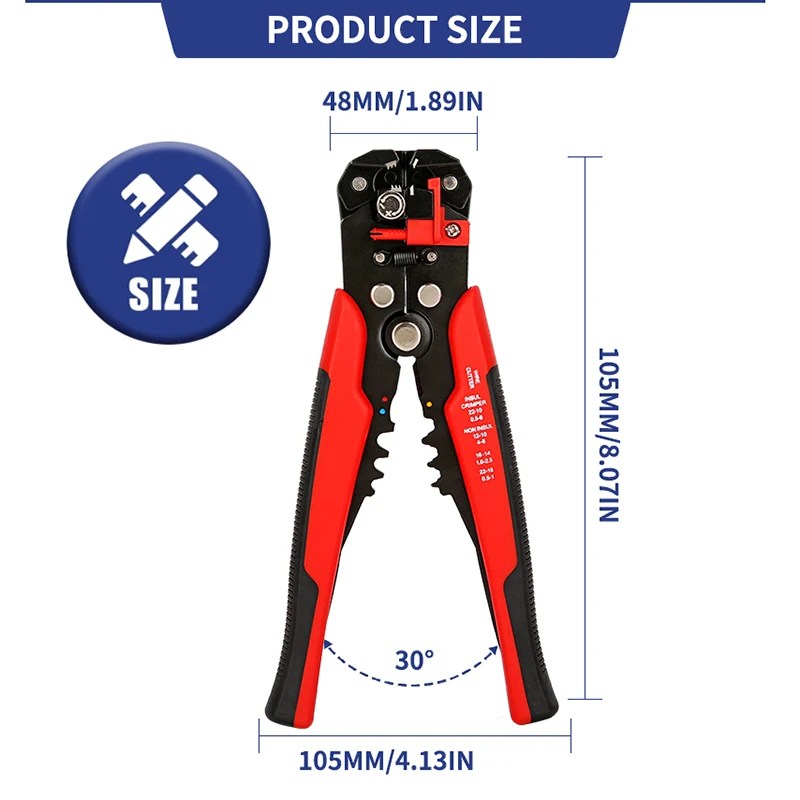 XIONGISOLAR Crimper Kablo Kesici Ayarlanabilir Otomatik Tel Striptizci Çok Fonksiyonlu Sıyırma Sıkma Pensesi Terminali El Aleti - AliExpress - Görsel 5