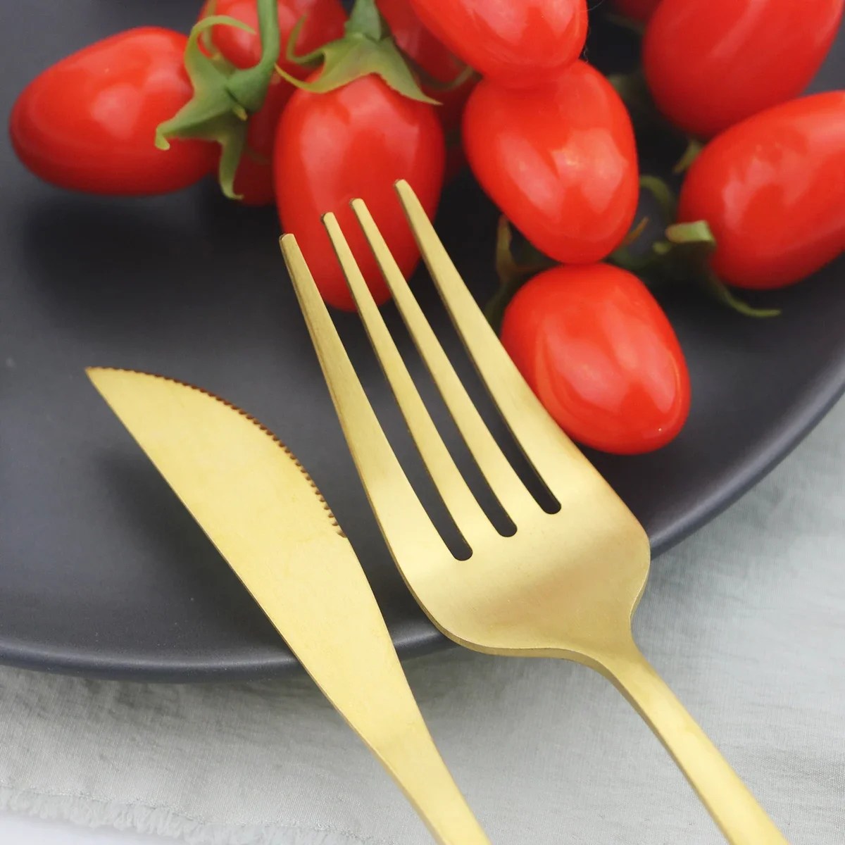 30 adet siyah altın yemek mat paslanmaz çelik çatal bıçak kaşık seti bıçak kek çatal kaşık sofra takımı seti mutfak gümüş sofra - AliExpress 15 - Görsel 3
