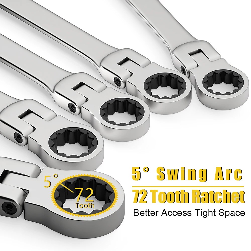 WOZOBUY Esnek Kafa Cırcır Anahtarı Seti-Metrik Cırcır Kombinasyon Anahtarları CrV Dişli Anahtarı Seti Araba Anahtarı Anahtarı Onarım Aracı Seti - AliExpress 1420 - Görsel 3