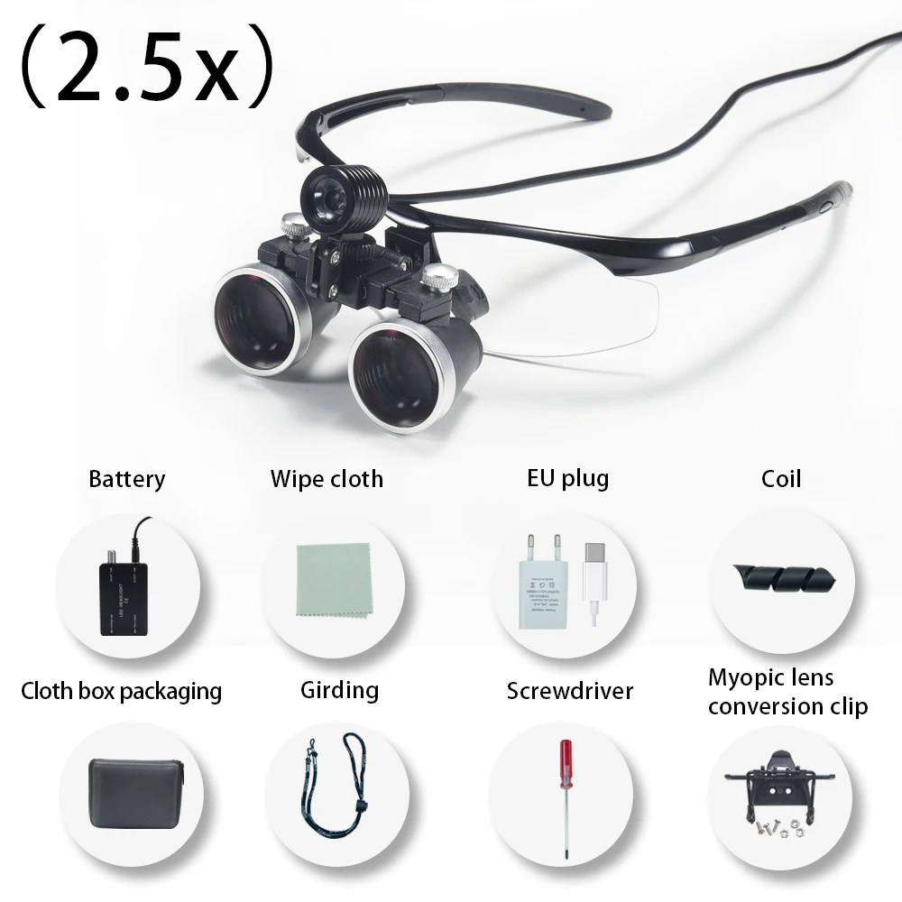 Diş hekimliği dürbün büyüteç 2.5X Dental Ultra hafif optik Loupes diş cerrahi için 320-420mm büyüteç - AliExpress 66 - Görsel 15