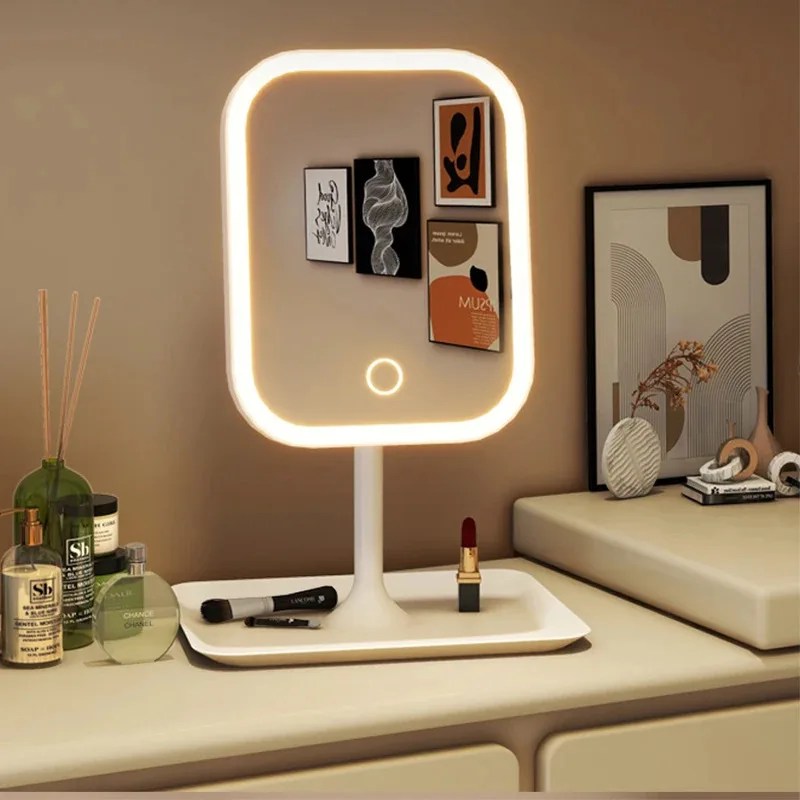 Niş Modern Masaüstü Makyaj Aynası 3 Renkli Işık LED Makyaj Aynası Dokunmatik Ayna Kadın Yatak Odası Giyinme Aynası - AliExpress 15 - Görsel 2