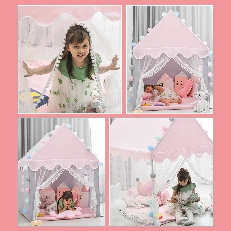 Çocuk Çadırları Bebek Oyun Evi çocuk oyuncağı Çadır 1.35 M Wigwam Katlanır Kız Prenses Kale Çocuk Odası Dekor Doğum Günü Yılbaşı Hediyeleri - AliExpress - Görsel 4
