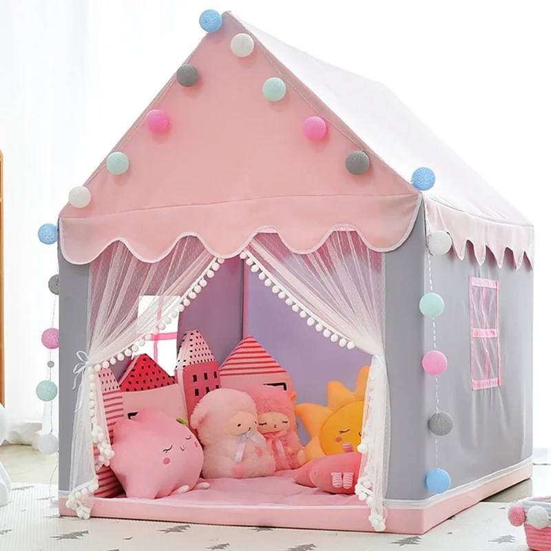 Çocuk Çadırları Bebek Oyun Evi çocuk oyuncağı Çadır 1.35 M Wigwam Katlanır Kız Prenses Kale Çocuk Odası Dekor Doğum Günü Yılbaşı Hediyeleri - AliExpress - Görsel 2