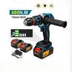 18V 13mm 480N.M fırçasız elektrikli darbeli matkap akülü matkap elektrikli tornavida DIY sürücü güç aracı için 18V pil - AliExpress 1420