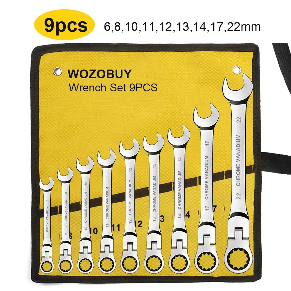 WOZOBUY Esnek Kafa Cırcır Anahtarı Seti-Metrik Cırcır Kombinasyon Anahtarları CrV Dişli Anahtarı Seti Araba Anahtarı Anahtarı Onarım Aracı Seti - AliExpress 1420 - Görsel 10