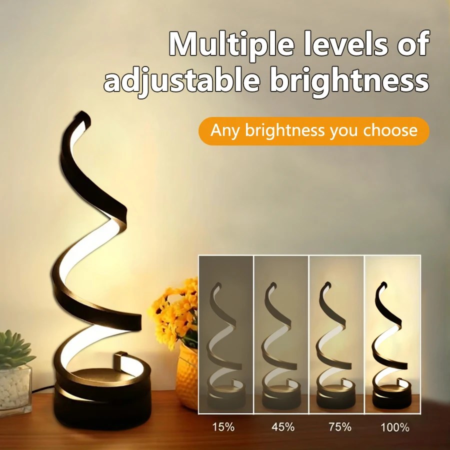 Modern Spiral Masa LED Gece Lambası Kısılabilir Masa Lambası Oturma Odası Komidin Lambası Başucu Masa Çalışma Ofisi Yatak Odası Dekorasyon - AliExpress 39 - Görsel 2