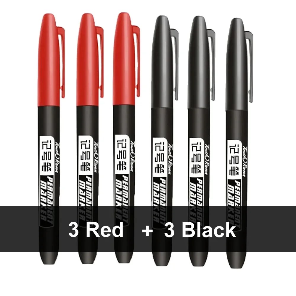 6 adet kalıcı işaretleme kalemi Manga çizim İşaretleyiciler siyah mavi kırmızı su geçirmez mürekkep kroki kalemler kırtasiye sanat okul malzemeleri - AliExpress - Görsel 8