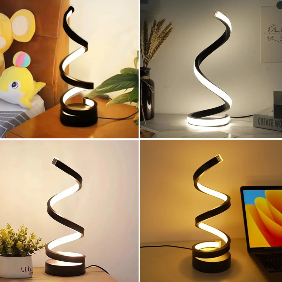 Modern Spiral Masa LED Gece Lambası Kısılabilir Masa Lambası Oturma Odası Komidin Lambası Başucu Masa Çalışma Ofisi Yatak Odası Dekorasyon - AliExpress 39 - Görsel 6