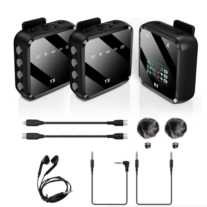 Kablosuz Yaka Mikrofonu Sistemi Bluetooth Ses Video Ses Kaydı Mikrofon iPhone Android Cep Telefonu Röportaj Kamerası için - AliExpress - Görsel 7