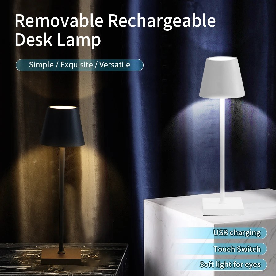 LED Masa Lambası Usb şarj edilebilir masa lambası Bar Restoran Ambiyans Kablosuz Dokunmatik Lambalar Otel Yatak Odası Için Su Geçirmez Led Işıklar - AliExpress 39 - Görsel 2