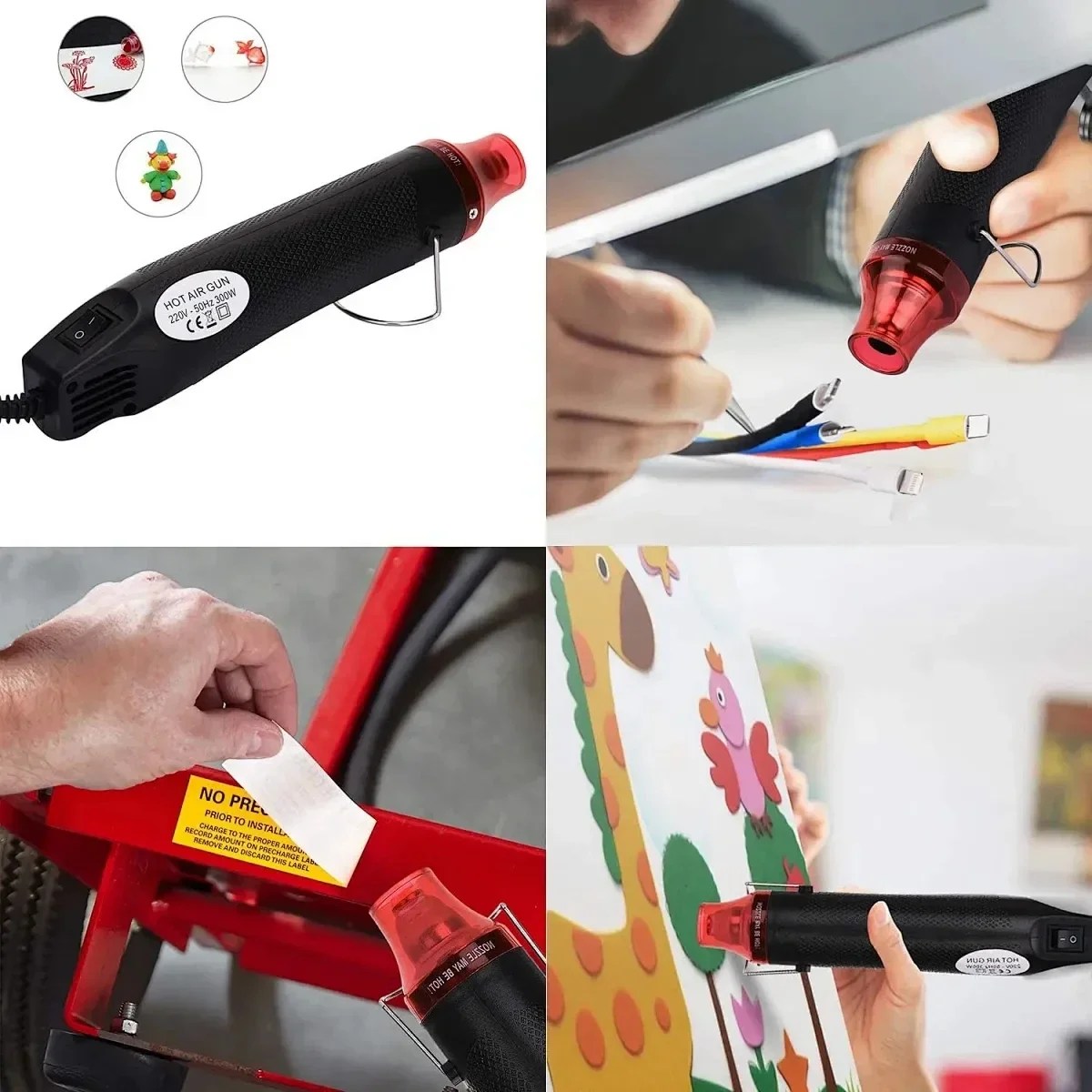300W sıcak hava tabancası 110V abd Plug ısıyla daralan boru kiti 2:1 daralan tel bağlantı kapağı kablo tamir koruma ısı tabancası - AliExpress - Görsel 6