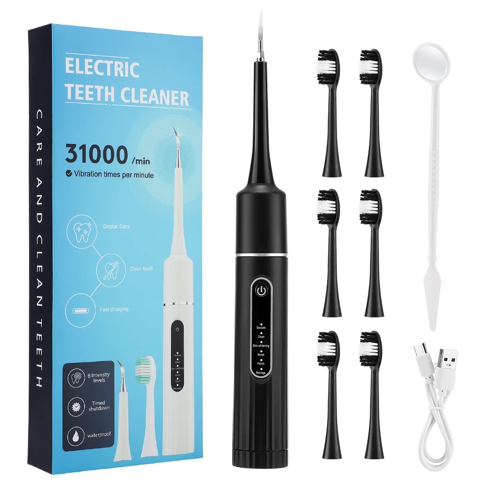 Elektrik Sonic titreşim diş ölçekleyici diş beyazlatma plak matematik kahve duman lekeleri Tartar kaldırma diş fırçası temiz - AliExpress 6 - Görsel 9