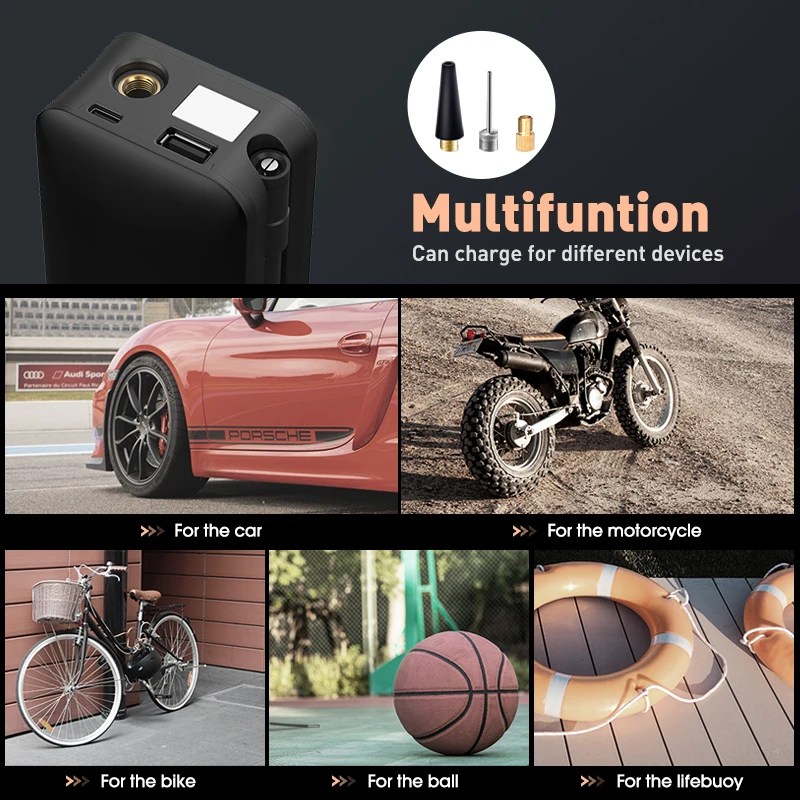 CARSUN şarj edilebilir hava pompası lastik şişirme taşınabilir kompresör dijital akülü araba lastik şişirme motosiklet bisiklet topları için - AliExpress 201355758 - Görsel 3