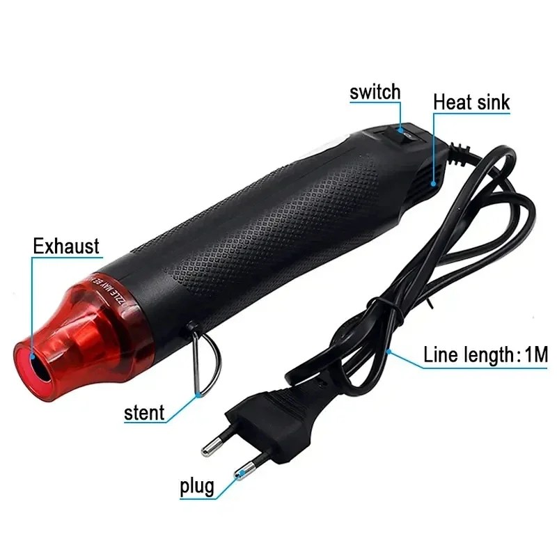 300W sıcak hava tabancası 110V abd Plug ısıyla daralan boru kiti 2:1 daralan tel bağlantı kapağı kablo tamir koruma ısı tabancası - AliExpress - Görsel 2