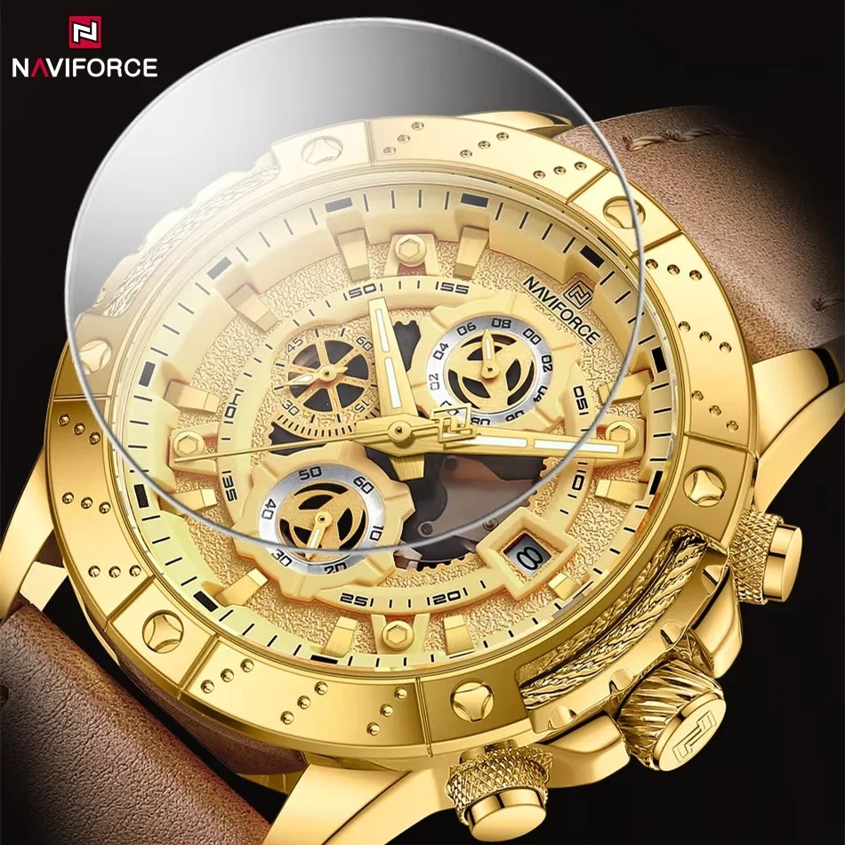 NAVIFORCE İş Erkekler için Saatler Lüks Deri Kayış Aydınlık Kronograf Su Geçirmez Kuvars Kol Saati Relogio Masculino 2024 - AliExpress 1511 - Görsel 5