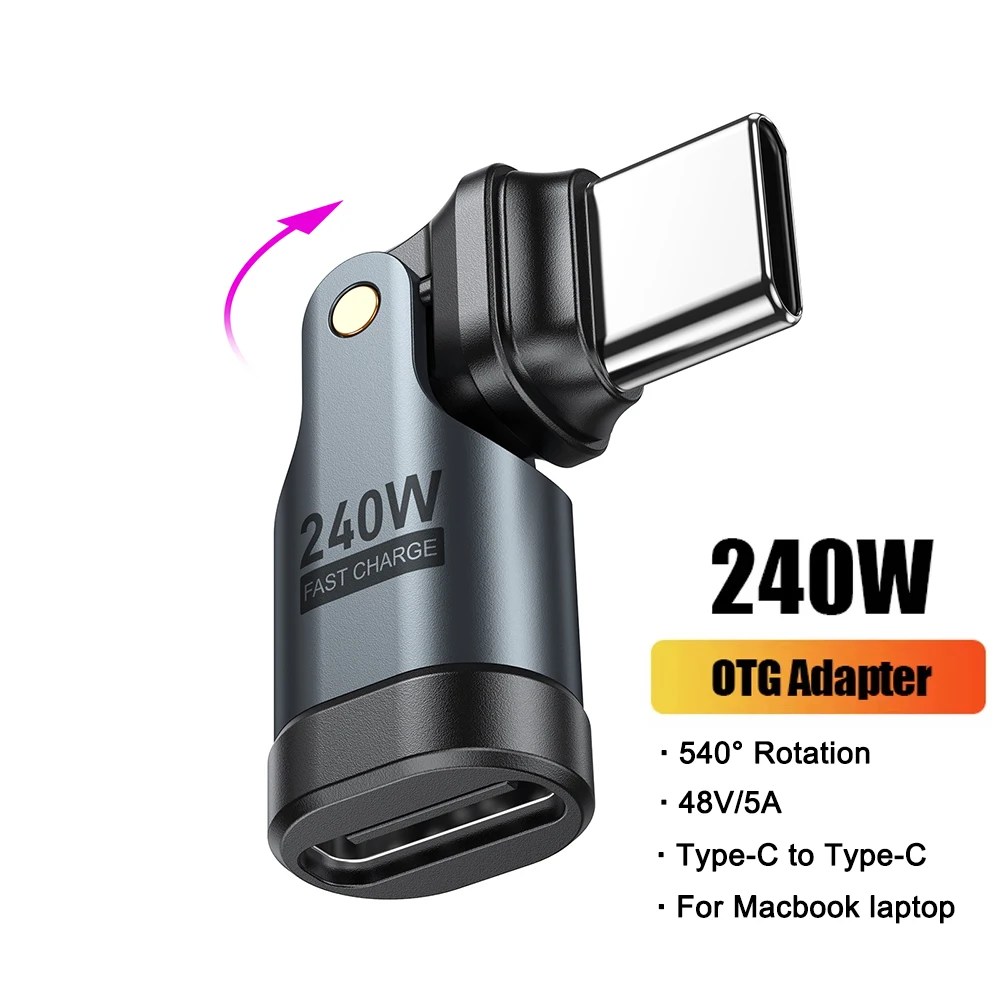 AUFU PD240W OTG USB C Tip C Adaptörü 540 Rotasyon Tip-C Erkek Kadın Dönüştürücü Macbook Xiaomi Samsung için OTG Konektörü - AliExpress 202192403 - Görsel 7