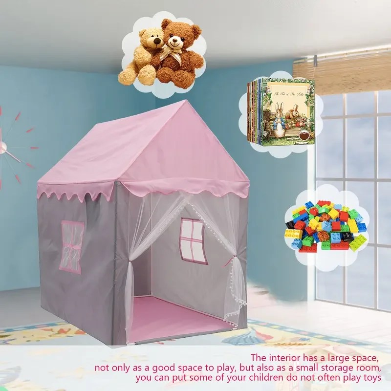 Çocuk Çadırları Bebek Oyun Evi çocuk oyuncağı Çadır 1.35 M Wigwam Katlanır Kız Prenses Kale Çocuk Odası Dekor Doğum Günü Yılbaşı Hediyeleri - AliExpress - Görsel 3