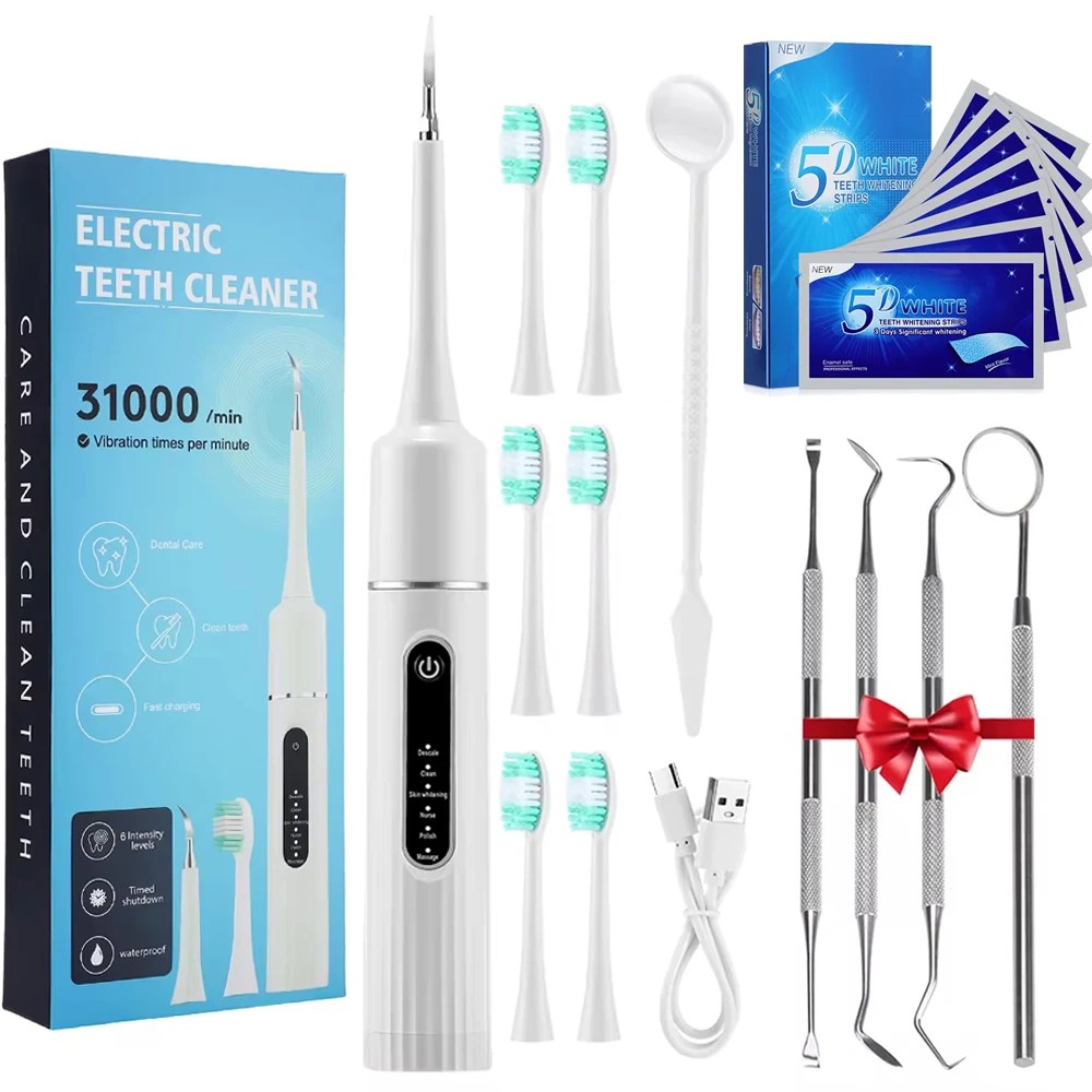Elektrik Sonic titreşim diş ölçekleyici diş beyazlatma plak matematik kahve duman lekeleri Tartar kaldırma diş fırçası temiz - AliExpress 6 - Görsel 14