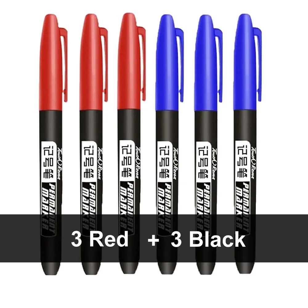 6 adet kalıcı işaretleme kalemi Manga çizim İşaretleyiciler siyah mavi kırmızı su geçirmez mürekkep kroki kalemler kırtasiye sanat okul malzemeleri - AliExpress - Görsel 16