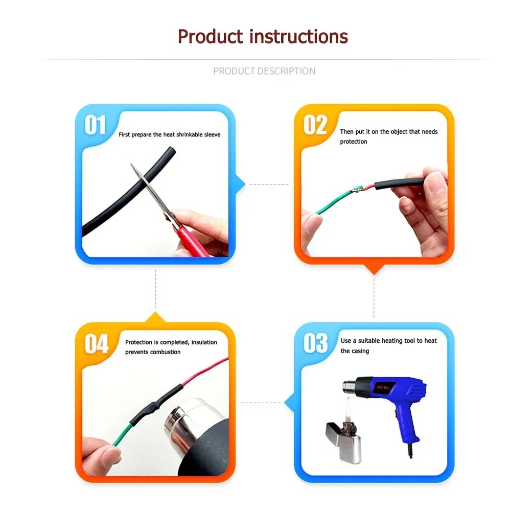 300W sıcak hava tabancası 110V abd Plug ısıyla daralan boru kiti 2:1 daralan tel bağlantı kapağı kablo tamir koruma ısı tabancası - AliExpress - Görsel 5