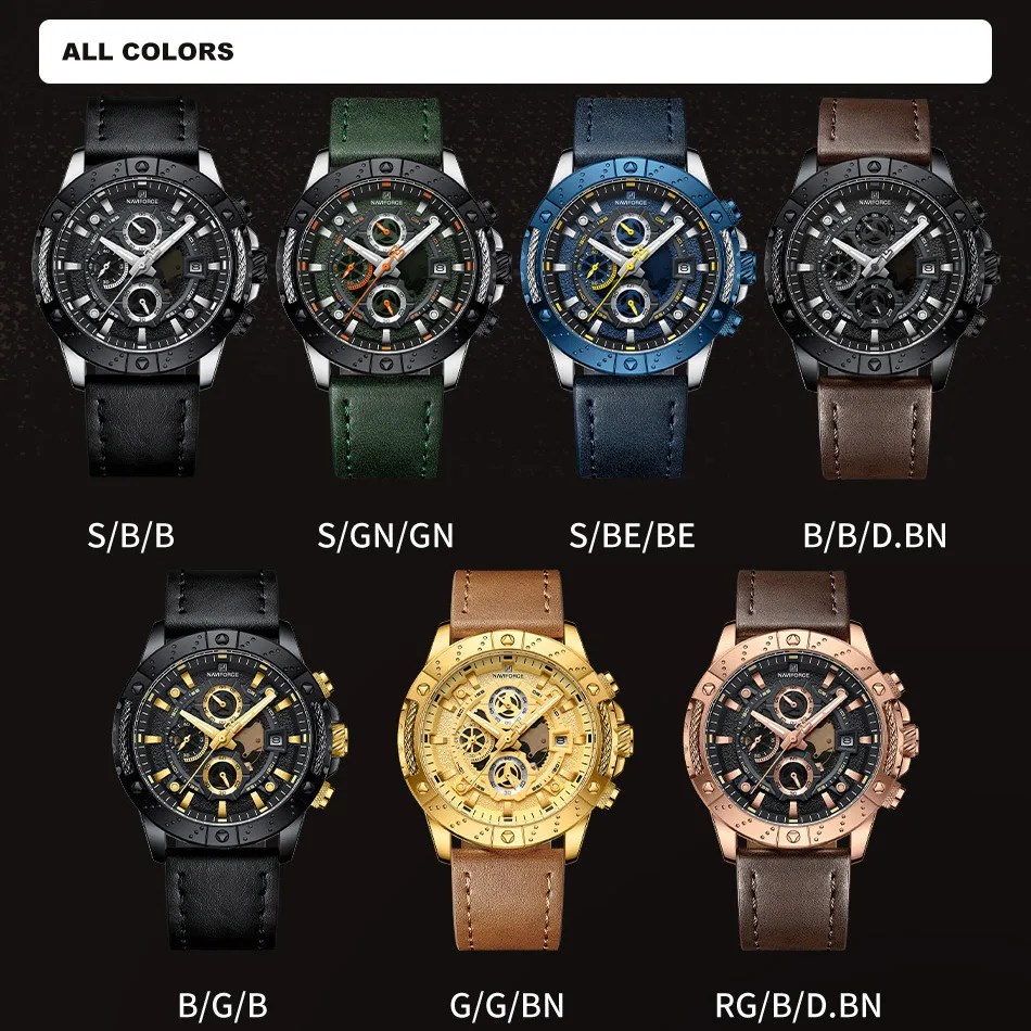 NAVIFORCE İş Erkekler için Saatler Lüks Deri Kayış Aydınlık Kronograf Su Geçirmez Kuvars Kol Saati Relogio Masculino 2024 - AliExpress 1511 - Görsel 6