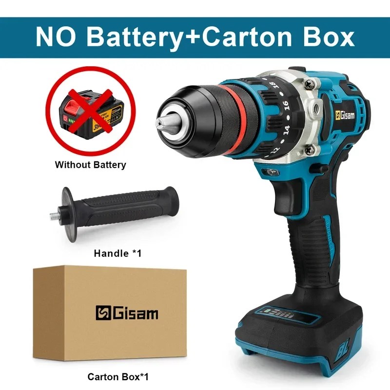 18V 13mm 480N.M fırçasız elektrikli darbeli matkap akülü matkap elektrikli tornavida DIY sürücü güç aracı için 18V pil - AliExpress 1420 - Görsel 7
