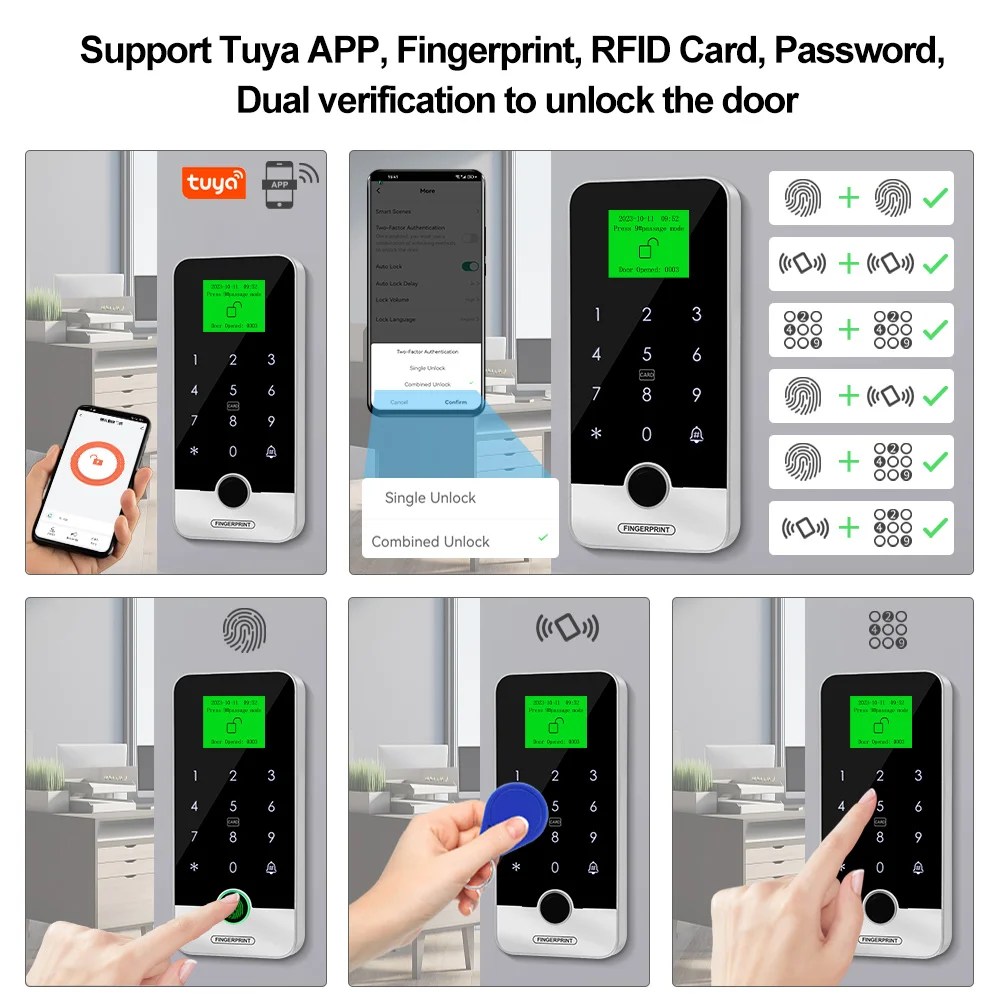Su geçirmez Bluetooth Tuya APP parmak izi erişim denetleyicisi bağımsız RFID klavye dokunmatik tuş takımı 13.56MHz kapı açacağı sistemi - AliExpress 30 - Görsel 3
