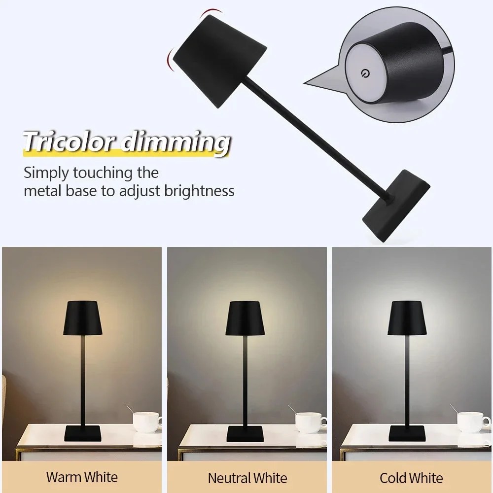 LED Masa Lambası Usb şarj edilebilir masa lambası Bar Restoran Ambiyans Kablosuz Dokunmatik Lambalar Otel Yatak Odası Için Su Geçirmez Led Işıklar - AliExpress 39 - Görsel 4