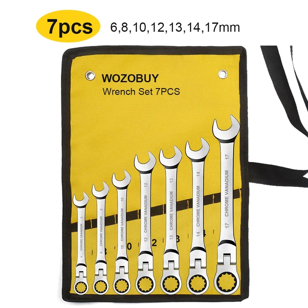 WOZOBUY Esnek Kafa Cırcır Anahtarı Seti-Metrik Cırcır Kombinasyon Anahtarları CrV Dişli Anahtarı Seti Araba Anahtarı Anahtarı Onarım Aracı Seti - AliExpress 1420 - Görsel 8