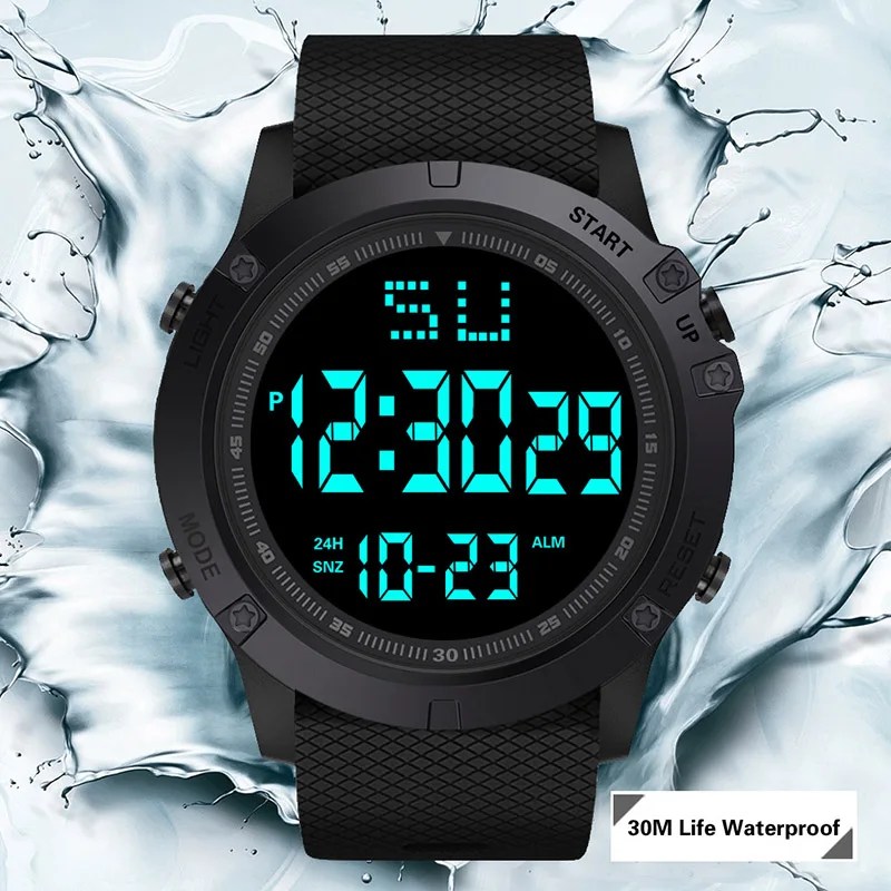 Erkek spor saat çok fonksiyonlu askeri spor saat su geçirmez ışık LED dijital çocuklar izle büyük arama öğrenci elektronik saat - AliExpress - Görsel 4