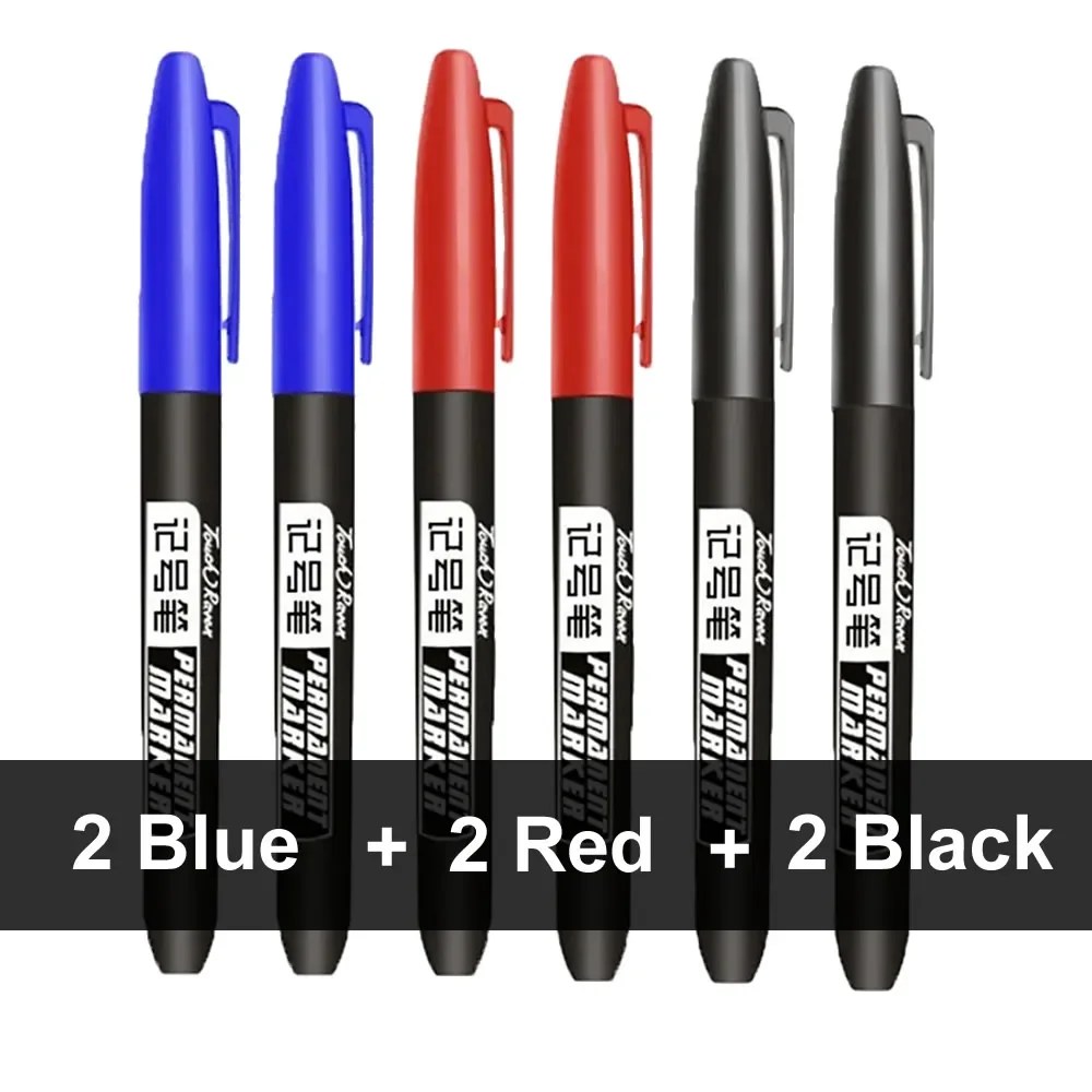 6 adet kalıcı işaretleme kalemi Manga çizim İşaretleyiciler siyah mavi kırmızı su geçirmez mürekkep kroki kalemler kırtasiye sanat okul malzemeleri - AliExpress - Görsel 7