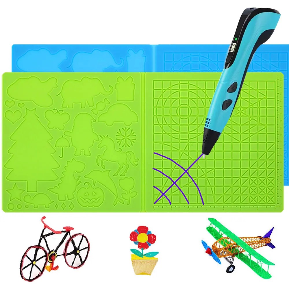 3D baskı kalem yumuşak silikon tasarım pedi ile temel şablon 2 silikon parmak kapaklar ile donatılmış mükemmel 3D kalem çizim aracı - AliExpress 7