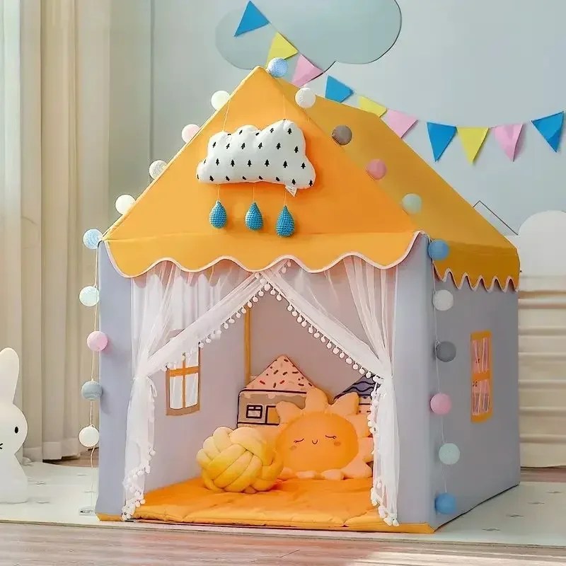 Çocuk Çadırları Bebek Oyun Evi çocuk oyuncağı Çadır 1.35 M Wigwam Katlanır Kız Prenses Kale Çocuk Odası Dekor Doğum Günü Yılbaşı Hediyeleri - AliExpress - Görsel 5